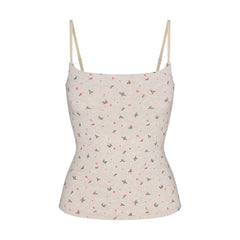 COTTON JERSEY CAMI | OATMEAL HEATHER HOLLY PRINT