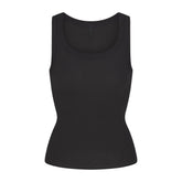 COTTON RIB SCOOP NECK TANK | SOOT