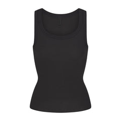 COTTON RIB SCOOP NECK TANK | SOOT