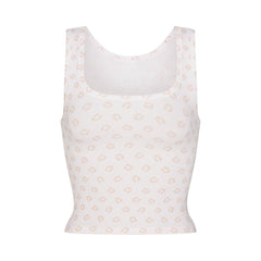 COTTON RIB TANK | OCHRE HORSESHOE PRINT