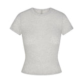 SHEER RIB T-SHIRT | LIGHT HEATHER GREY