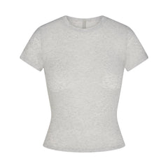 SHEER RIB T-SHIRT | LIGHT HEATHER GREY