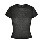 SHEER RIB T-SHIRT | SOOT