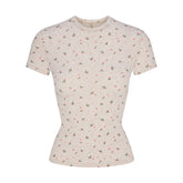 COTTON JERSEY T-SHIRT | OATMEAL HEATHER HOLLY PRINT