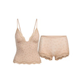 FITS EVERYBODY LACE TRIANGLE CAMI AND BOY SHORT SET | MICA SKETCHED HEARTS