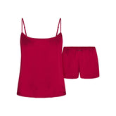 WOVEN SHINE CAMI AND SHORT SLEEP SET | BRICK