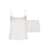 WOVEN SHINE CAMI AND SHORT SLEEP SET | IVORY