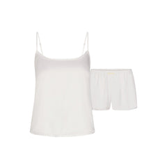 WOVEN SHINE CAMI AND SHORT SLEEP SET | IVORY