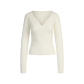 SWEATER KNITS RIBBED LONG SLEEVE TOP | IVORY