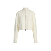 SWEATER KNITS RIBBED MOCK NECK ZIP UP | IVORY