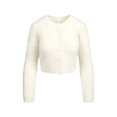 BRUSHED ALPACA LONG SLEEVE CARDIGAN | EGRET