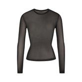 SLINKY KNIT CREW NECK LONG SLEEVE TOP | OBSIDIAN