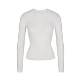 SHEER RIB LONG SLEEVE TOP | SNOW