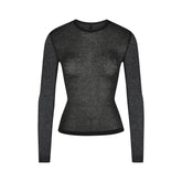 SHEER RIB LONG SLEEVE TOP | SOOT
