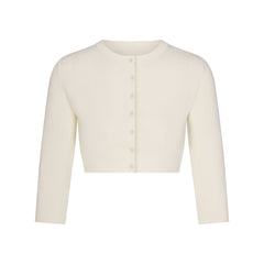 REFINED KNIT CROPPED CARDIGAN | EGRET