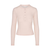 SHEER MODAL CREWNECK HENLEY | PRIMROSE