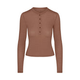 SHEER MODAL CREWNECK HENLEY | SIENNA