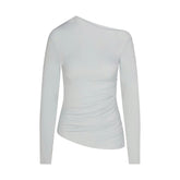 CUPRO JERSEY ASYMMETRICAL TOP | PEARL
