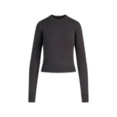 SWEATER KNITS RIBBED LONG SLEEVE FITTED CREW NECK | ASH