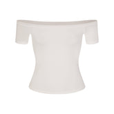COTTON JERSEY OFF THE SHOULDER TOP | MARBLE