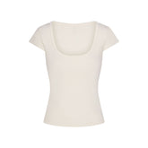 REFINED KNIT SCOOP NECK TOP | EGRET