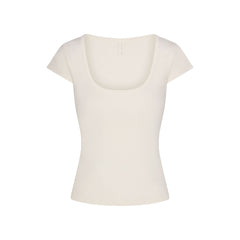 REFINED KNIT SCOOP NECK TOP | EGRET