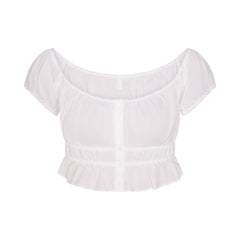 POPLIN APPAREL OFF THE SHOULDER TOP | SNOW