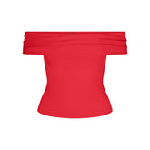 SMOOTH LAYERS ASYMMETRICAL OFF THE SHOULDER TOP | CARMINE