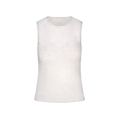 FEATHERWEIGHT CASHMERE SLEEVELESS TOP | LIGHT HEATHER GREY