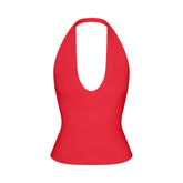 SMOOTH LAYERS HALTER TOP | CARMINE