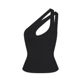 SMOOTH LAYERS ONE SHOULDER TOP | OBSIDIAN
