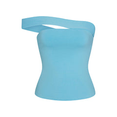 COTTON JERSEY ASYMMETRICAL TOP | WATER