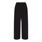COTTON FLEECE OVERSIZED DOUBLE WAISTBAND PANT | ONYX
