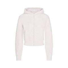 COTTON JERSEY ZIP UP HOODIE | LIGHT HEATHER GREY