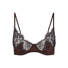 SILK LACE UNLINED DEMI BRA | ESPRESSO CONTRAST