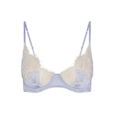 SILK LACE UNLINED DEMI BRA | PERIWINKLE CONTRAST