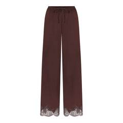 SILK LACE STRAIGHT LEG PANT | ESPRESSO CONTRAST