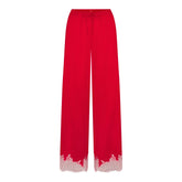 SILK LACE STRAIGHT LEG PANT | RUBY CONTRAST