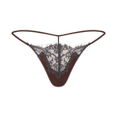 SILK LACE STRING THONG | ESPRESSO CONTRAST