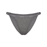 LIGHTWEIGHT COTTON LOGO PICOT STRING BIKINI | DARK HEATHER GREY