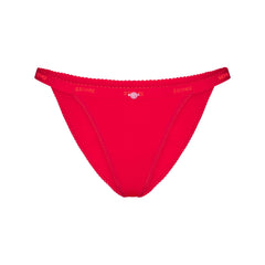 LIGHTWEIGHT COTTON LOGO PICOT STRING BIKINI | RUBY TONAL