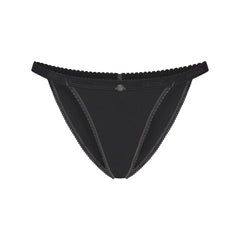 LIGHTWEIGHT COTTON LOGO PICOT STRING BIKINI | SOOT