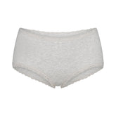 LIGHTWEIGHT COTTON POINTELLE LACE BOY SHORT | LIGHT HEATHER GREY