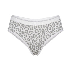 LIGHTWEIGHT COTTON LOGO PICOT HIPSTER | SNOW LEOPARD PRINT