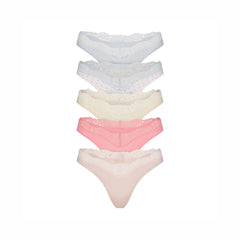 FITS EVERYBODY LACE DIPPED THONG 5-PACK | PIN DOT MULTI