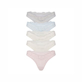FITS EVERYBODY LACE DIPPED THONG 5-PACK | IVORY PEARL BOW MULTI