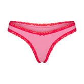 LIGHTWEIGHT COTTON LACE THONG | CARNATION CONTRAST