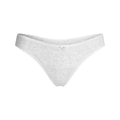 LIGHTWEIGHT COTTON LACE THONG | LIGHT HEATHER GREY