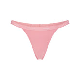 LIGHTWEIGHT COTTON LOGO PICOT THONG | MELON TONAL