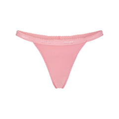 LIGHTWEIGHT COTTON LOGO PICOT THONG | MELON TONAL